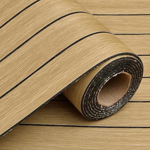 LZH-LP Wood Grille Self-Adhesive Wall Stickers Wood Grain Grille Background Thickening Wallpaper, 40X300CM IXPE PVC Self-Adhesive Stickers Roll Noise Reduction Wall Panels for Wall Decal