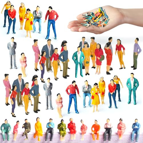 UJBVCX 50 Pezzi Mini People Figurine de Miniature Figure Diverse Pose Modello in Scala 1: 50 per Scene in Miniatura Progetto Architettonico