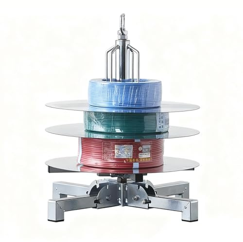 Rotating Multi-Layer Wire Spool Rack Holder, Heavy-Duty Cable Caddy for Electrical Wire Dispensing, Turntable Wire Management Cable Roller Stand, Folding Cable Rack
