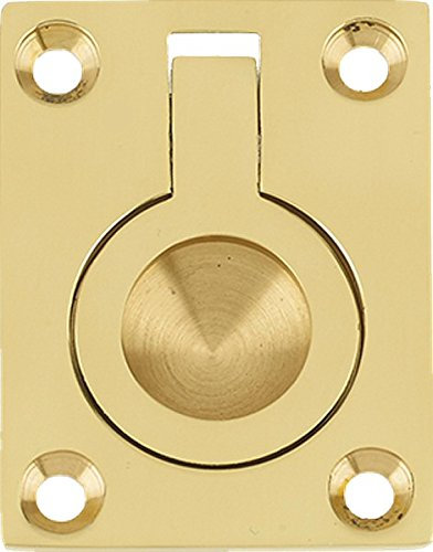 38mm x 50mm Flush Ring Pull Handle Polished Brass