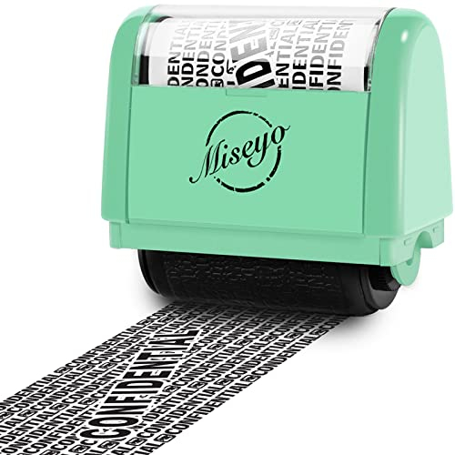 Miseyo Stempel mit Roller Identitätsdiebstahl, 1,5 inch ideal zum Schutz der Privatsphäre grün