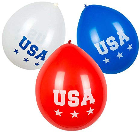 Boland 44962 - Latex Ballons USA, 6 Stück, Größe ca. 25 cm, 3 Motive sortiert, Amerika, Luftballon, Hängedeko, Dekoration für Geburtstag, Gartenparty, Mottoparty