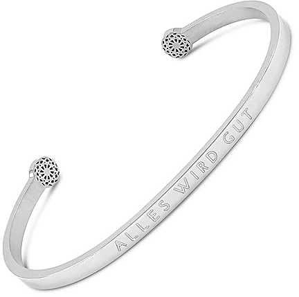 SIMPLE PLEDGE | Alles wird gut Armreif | Armband Damen mit Gravur in Silber, Gold, Roségold | Perfekt als Schmuck Geschenk | Blindgravur