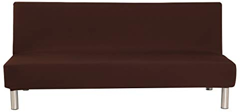 Aisaving Einfarbig Armlose Sofabettüberzug Polyester Spandex Stretch Futon Schutzhülle Protector 3-Sitzer elastisch vollklappbar Couch Sofa Shield für Klappcouch ohne Armlehnen (Coffee)