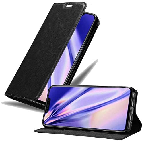 Cadorabo Custodia Libro per Huawei P SMART PLUS in NERO DI NOTTE - con Vani di Carte, Funzione Stand e Chiusura Magnetica - Portafoglio Cover Case Wallet Book Etui Protezione