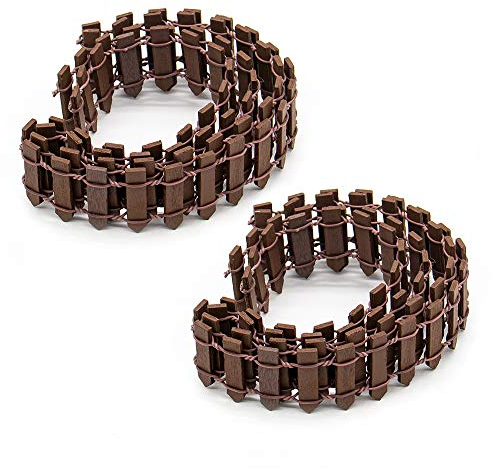 AUEAR, 2 Stück 101,6 cm langer Mini-Feengartenzaun, Holzornament, dekorativer Staketenzaun für Heimwerkerprojekte (braun, 2er-Pack)