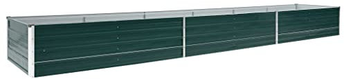 vidaXL Letto Rialzato da Giardino Vaso Esterno Fiori Aiuola Portavasi Arredo Cassette Giardinaggio in Acciaio Zincato 480x80x45 cm Verde