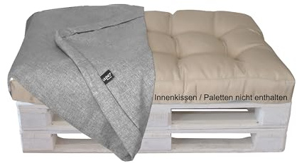 LILENO HOME Palettenkissen Bezug Silber - Ersatzbezug für Sitzteil 120 x 80 | x 16-20 cm - Polster Bezug für Europaletten - Palettenkissen Outdoor Hülle für Palettenmöbel