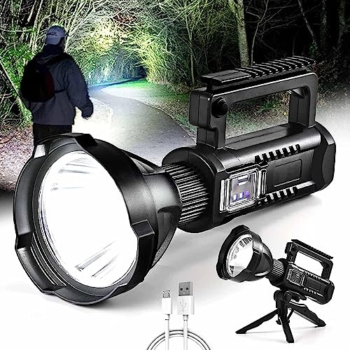 Proyector recargable 8000 lúmenes impermeable LED linterna de mano super brillante de alta potencia reflector 5200 mAh portátil táctica luz camping linterna trabajo luz con 3 modos