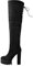 Only maker Damen Plateau Stiefel Overknee Blockabsatz High Heels mit Verstellbaren Schnüren Schwarz 42 EU