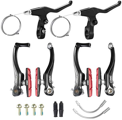 CNC V-Bremse für Fahrrad, kompletter Satz V-Bremsen vorne und hinten mit Bremsbelägen von 70 mm, mit Bremshebel und Kabeln.