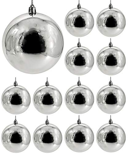 My-goodbuy24 Weihnachtskugeln 24 Stück - Christbaumkugeln - bruchsicher und stoßfester - Christbaumschmuck Ø 10cm Baumschmuck Set Weihnachten Deko - Silber glänzend