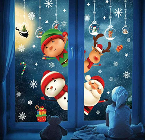 Fensterbilder Selbstklebend, Statisch Haftende PVC Aufklebe,Winter-deko Weinachts Dekoration, Weihnachten Fenstersticker, Winter Deko Weihnachtsdeko