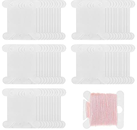 GZGXKJ 100 Stück weiße Plastikseide Spulen Set Stickgarn Spulen Garnwickler für Aufbewahrung Halterung Kreuzstich Nähbedarf