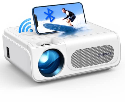 WiFi Beamer 9500 Lux, Native 1080P Bluetooth Beamer Full HD, BOSNAS C50XX Beamer Heimkino, 4K Video Unterstützt, Support HDMI TV Stick PS5 Xbox Laptop, iOS/Android Smartphone Projektor