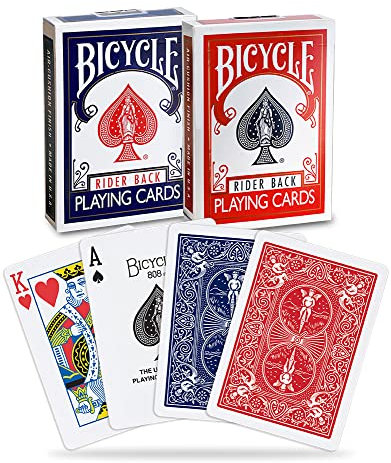 Bicycle Rider Back Spielkarten, Standard-Index, Pokerkarten, Premium-Spielkarten, Rot & Blau, 2 Stück (1 Stück)