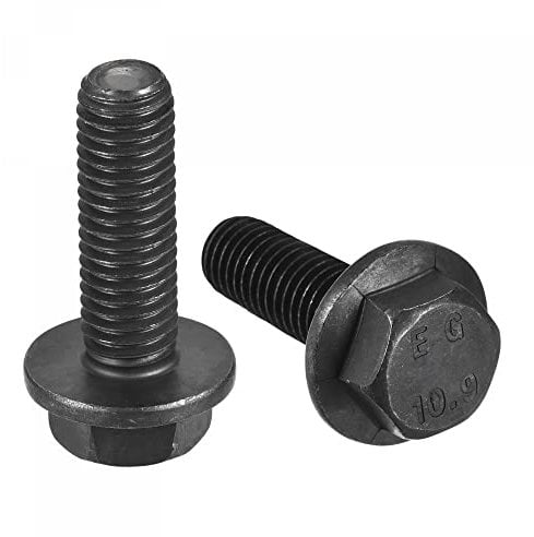 sourcing map Metric M10x30mm Hex Flange Bolts, 3pcs 10.9 Grade Carbon Steel Hexagon Head Screws