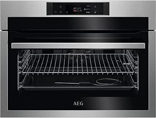 AEG KPE742280M Horno Multifunción Compacto, Limpieza Pirolítica, 27 funciones + 3 a Pirólisis, Cocción al vacío y en 2 niveles, 160 programas automáticos, Sonda Térmica, Pantalla TFT Táctil, Inox, A++