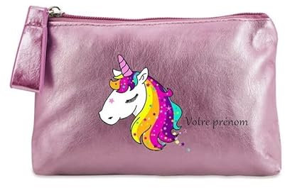 Porte Monnaie Rose Pochette Licorne Arc en Ciel