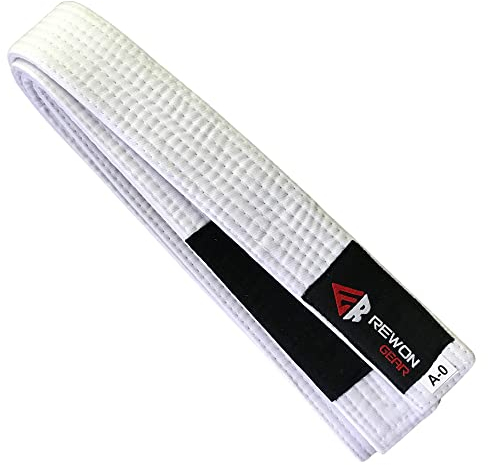 Rewon Gear Jiu Jitsu BJJ Premium-Gürtel – Profi-Gürtel mit Ärmelsteg für Ranglistenstreifen, langlebig (Weiße, A3)
