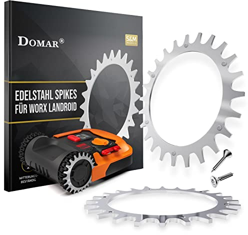 Domar Spikes aus Edelstahl I entgratete Landroid Spikes zur Traktionsverbesserung kompatibel mit Worx Landroid L Modellen I Mähroboter Spikes Zubehör