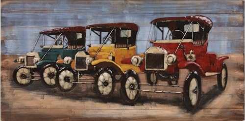 Varilando 3-D Bilder indoor handgefertigt Metall diverse Motive und Größen nostalgisch vintage (3D Metallbild Oldtimer (140 x 70 x 5 cm))
