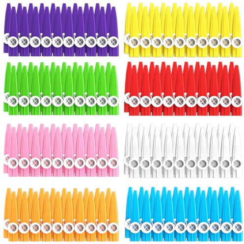 Cheelyvin.H 160 Pcs 8 Colors Plastic Kazoos Bulk for Kids, Sets for Christmas Party, Early Childhood Educational Gifts Party Favors Gifts Prize Classrooms Musical Instrument