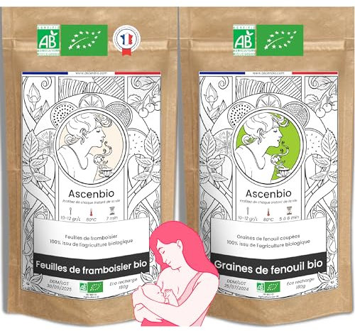 Ascenbio ✿ Tisanes Spéciales - 1 Pack Maman ✿ Accouchement et Allaitement ✿ Framboisier et Fenouil Vrac ✿ Préparé et conditionné en France ✿ Emballage biodégradable