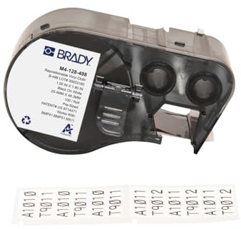 Brady Vinylgewebe-Vorgefertigte Etiketten für Etikettendrucker BMP41/BMP51/BMP53/M511 - 100 Klebeetiketten - Schwarz auf Weiß (48,26 mm (B) x 25,40 mm (H)) - M4-128-498