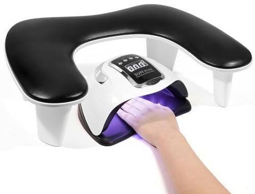 Quaferen Arm Rest for Nails Tech: U-shaped Manicure Nail Arm Rest Stand Black Big Armrest Microfiber PU Leather Hand Rest Pillow for Acrylic Nail Cushion