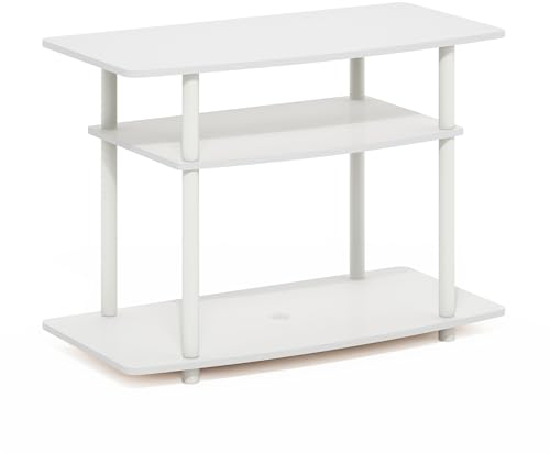 Furinno Turn-N-Tube No Tools 3-Tier TV Stands, White/White