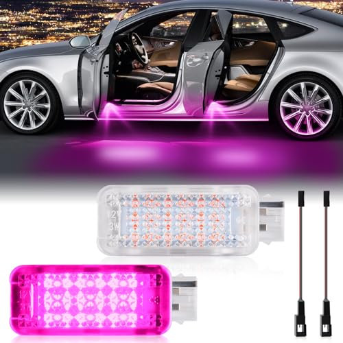 POPMOTORZ 2 Stücke LED Autotür Lichter, LED Innenbeleuchtung für A-udi A2/A3 8P/A4 B5 B6 B7 B8/A5 S5/A6 C5/S6 C5/A7 5D/A8 4D/RS4/RS6/TT/TTS, Rosa