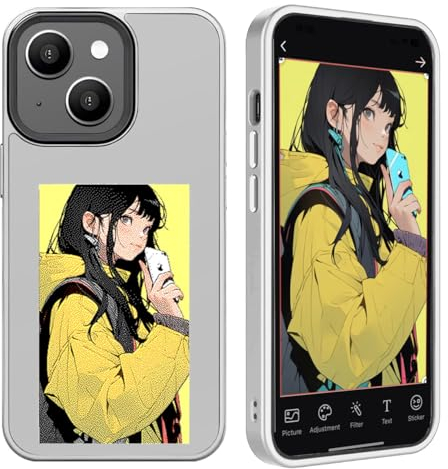 Youery Ink Screen Smartphone-Hülle, Kompatibel mit iPhone, von 3,5-Zoll-Bildern auf der Hülle, Custom Image Display AI Cell Phone Case, TPU Rubber DIY Phone Case (Grau, iPhone 14)