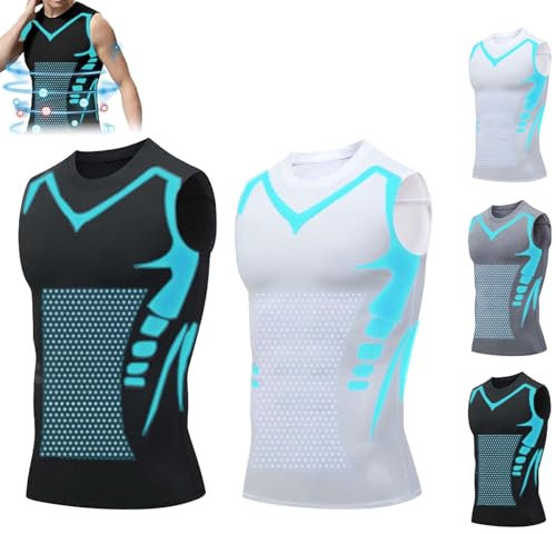 Vest Abnehmweste, Abnehmweste, 2024 New Version Ionic Shaping Vest Für Herren (3X-Large,Black+White)