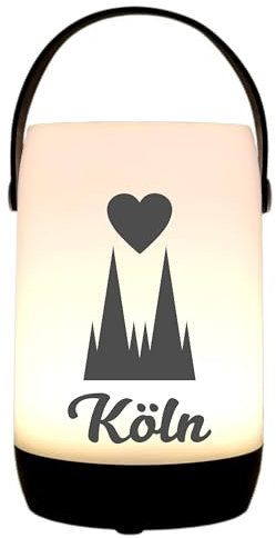 WB wohn trends LED-Laterne Touch-Funktion & Akku, Köln Dom-Spitzen, schwarz 19x11,5cm, mit Bügel 25cm, LED-Licht LED-Leuchte LED-Lampe
