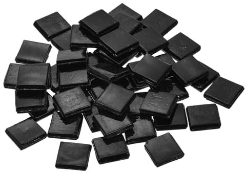 QUARKZMAN Mosaikfliesen, Glasmosaik Mosaiksteine zum Basteln Mini Mosaikfliese DIY Hobbys Handgemachter Kristall Freier Handwerksmaterial Kreativität (Schwarz Packung mit 50)