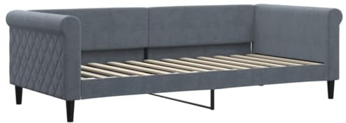 vidaXL Tagesbett, Gästebett ohne Matratze, Bettsofa Schlafsofa für Schlafzimmer Wohnzimmer, Bettgestell Lattenrost Sofa, Modern, Dunkelgrau 90x200cm Samt