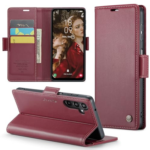Rerzoiro Cover per Samsung Galaxy A15 4G/5G Custodia Portafoglio [Blocco RFID] Premium Pelle PU Wallet Case Flip Libro con Porta Carte Slot Supporto Flip Case per Samsung Galaxy A15 5G, Rosso