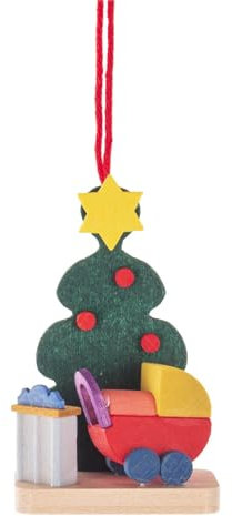 Rudolphs Schatzkiste Christbaumschmuck Christbaum mit Puppenwagen bunt BxHxT 3,6x5,7x2cm NEU Baumbehang Weihnachtsbaumschmuck Christbaumschmuck Weihnachtsbaumschmuck Holzbaum Weihnachtsbaum