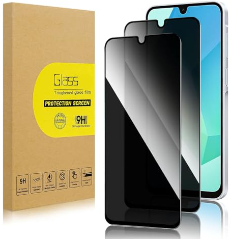 Lokyoo 2 Pièces Verre Trempé Anti-Espion pour Samsung Galaxy A16 5G | Ecran Anti Espion Film en Verre Trempé, Dureté Ultra-Résistante 9H, Sans Bulles
