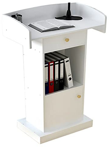 Rednerpult, Podiumständer, Rednerpult, robuster Rednerpultständer, Podium, großer Lagerbereich, Rednerpult, Laptopständer für Kirchen, Büros, Zeremonien, Seminare, 4 Farben (Holzfarbe) (weiß)