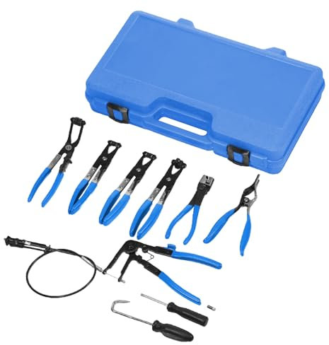 GEARCELL 9 Pcs Flexible Hose Clamp Pliers Set,Automotive Wire Long Reach,Spring Wire Clip Plier Hose Clamp Pliers Remover Kit