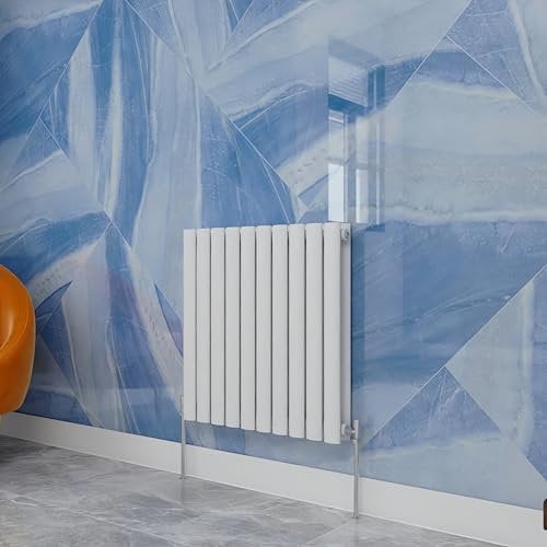 Central Heating Radiator,600x590mm White Oval Column Double Panel for Bathroom/Hall/Kitchen Energy-efficient and Modern Design.