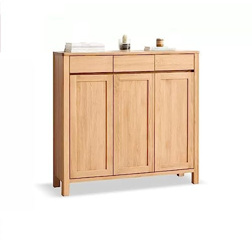 Schuhschrank aus Massivholz mit großem Fassungsvermögen für Zuhause, Wohnzimmer, Eichen-Trennschrank für Eingangsbereich, robuster Schuhschrank für Veranda, 110 cm Größe (Farbe: A)