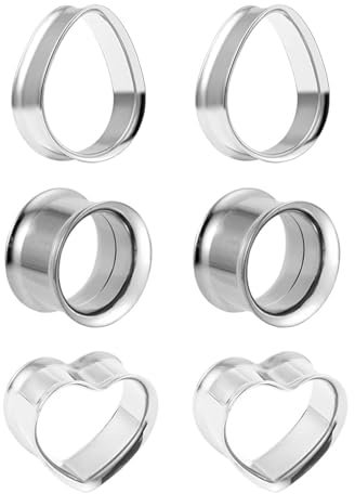 JENCVNL 3 Paar Edelstahl Flesh Tunnel Set, Ohr Tunnel Plug Ohr Flesh Tunnel Silber Schwarz Double Flared Plug Expander Ohrpiercing Körperpiercing-Schmuck 8-25mm für Männer Frauen (Silber, 12mm)