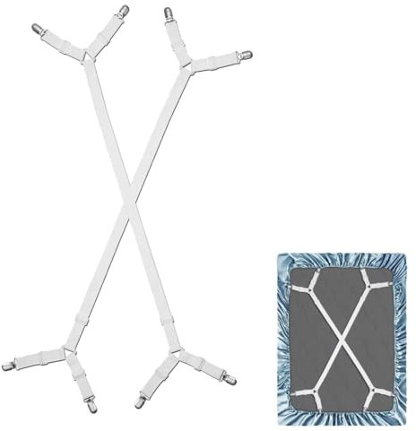 2 Pièces Tendeur Drap Housse Lit Drap Réglable, Attache Drap Housse, Enfile Couette Porte Drap pour Housse et Drap de Lit, pour Drap Lit, Matelas, Canapé, Tendeurs réglables en Croix pour Drap-Housse