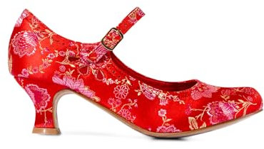 Joe Browns Women's Satin Jacquard Mary Jane Heels Pump, Red, 5 UK