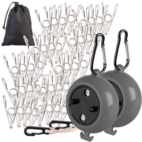 PEARL Wäscheleine Camping: 2er-Set Ausziehbare Wäscheleine mit Kurbel, 20 Wäscheklammern, 10 m (Camping ausziehbar, ausziehbar Outdoor, Zelt)