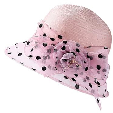 Cexiakong Chapeau de soleil vintage années 50 pour femme chic Capeline Église Élégant Chapeau bibi Chapeau de mariage avec voile ruban en maille Plumes Fleurs pour cocktail, mariée, cérémonie, Rose