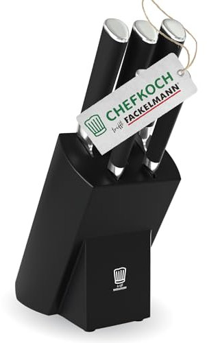 Chefkoch trifft Fackelmann Premium Messerblock aus FSC-zertifiziertem Holz – 6-teilig, mit Antirutsch-Füßen und Edelstahlklingen